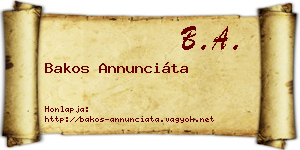 Bakos Annunciáta névjegykártya